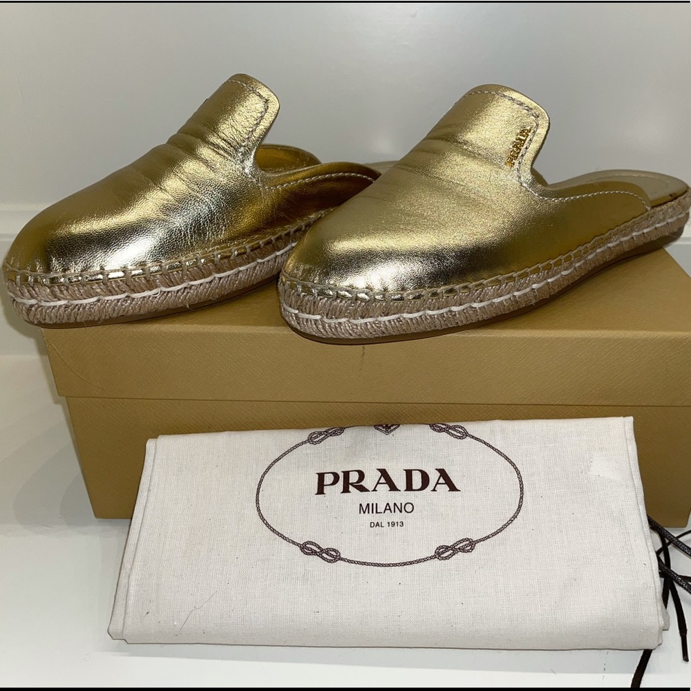 PRADA Espadrille Slides, Size 40